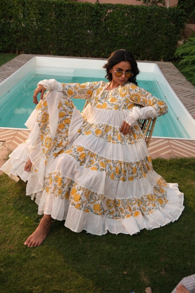 Golden Meadow Tiered Maxi Dress
